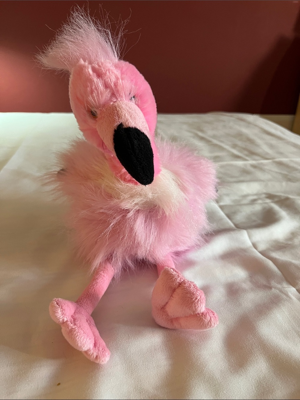 Ganz Plush Pink Flamingo Bird Toy - Soft Feathered Pet Plush